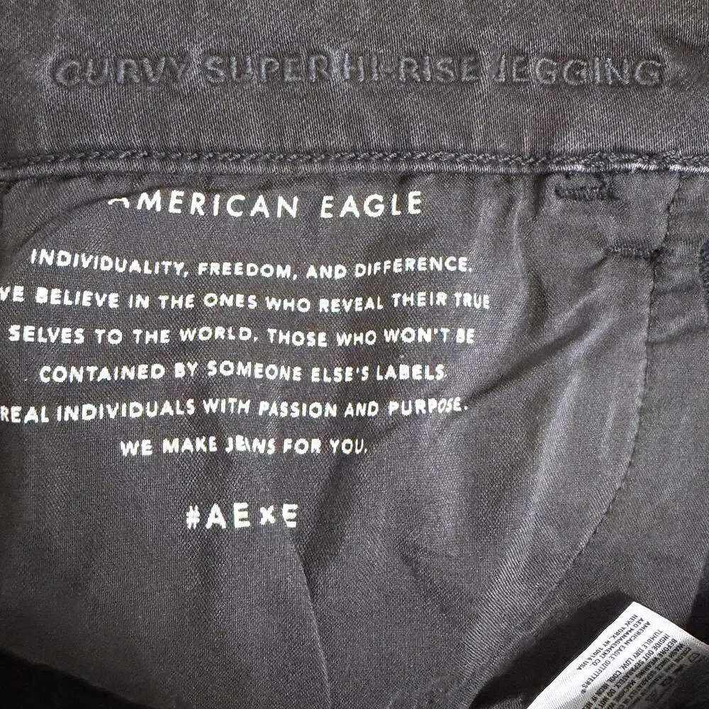 American Eagle Next Curvy Super High Rise Leggings Skinny Jeans Black sz 20 NWT
